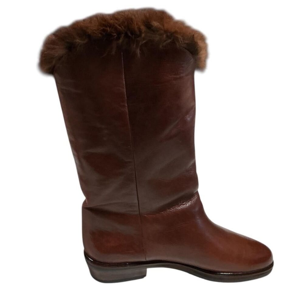 Emmedieci Boots Womens 9 40 Brown Leather Suede Fur Trim Wool Pull On VTG 90s - Picture 6 of 12